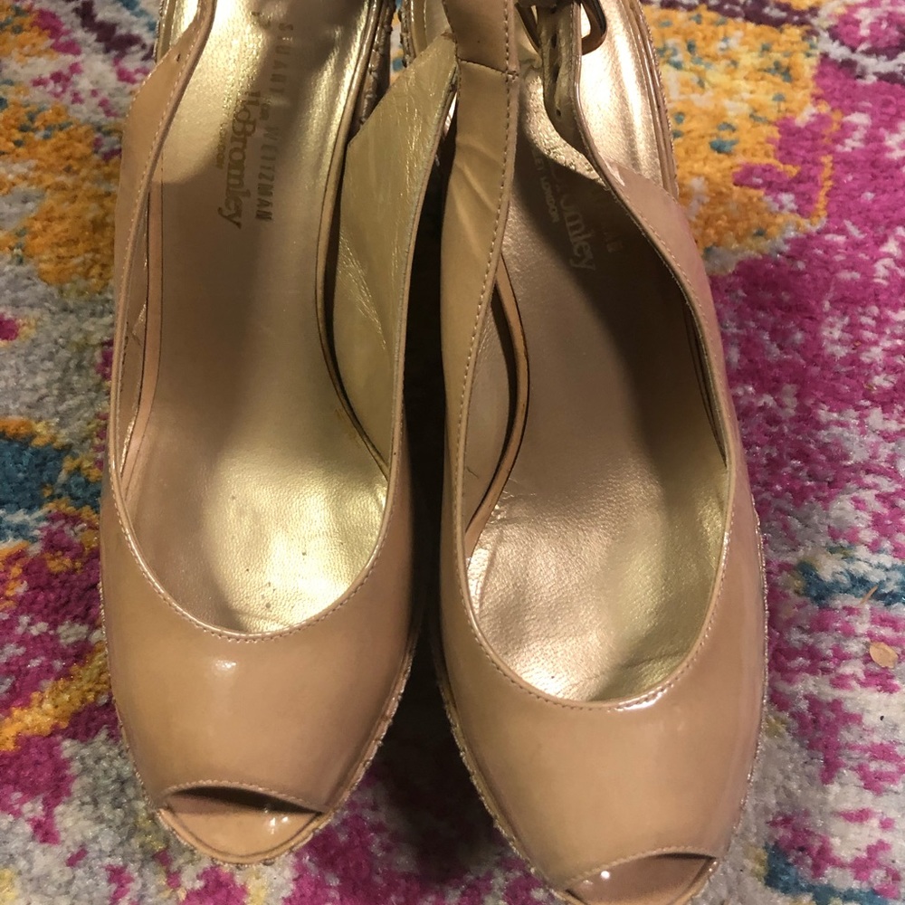 Stuart Weitzman Slingback peep Toe Wedges